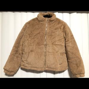 New Look Faux Fur Cord Puffer Jacket